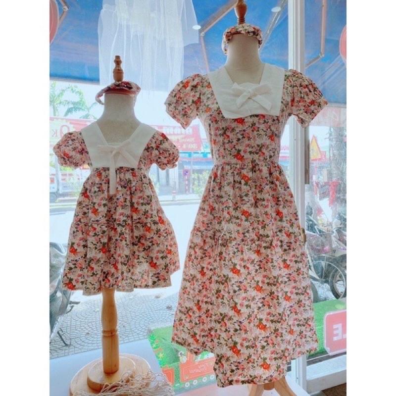 Váy đôi mẹ và bé ̣̆ ̛̀ LINA KIDS - sét váy mẹ và bé cổ thuyền