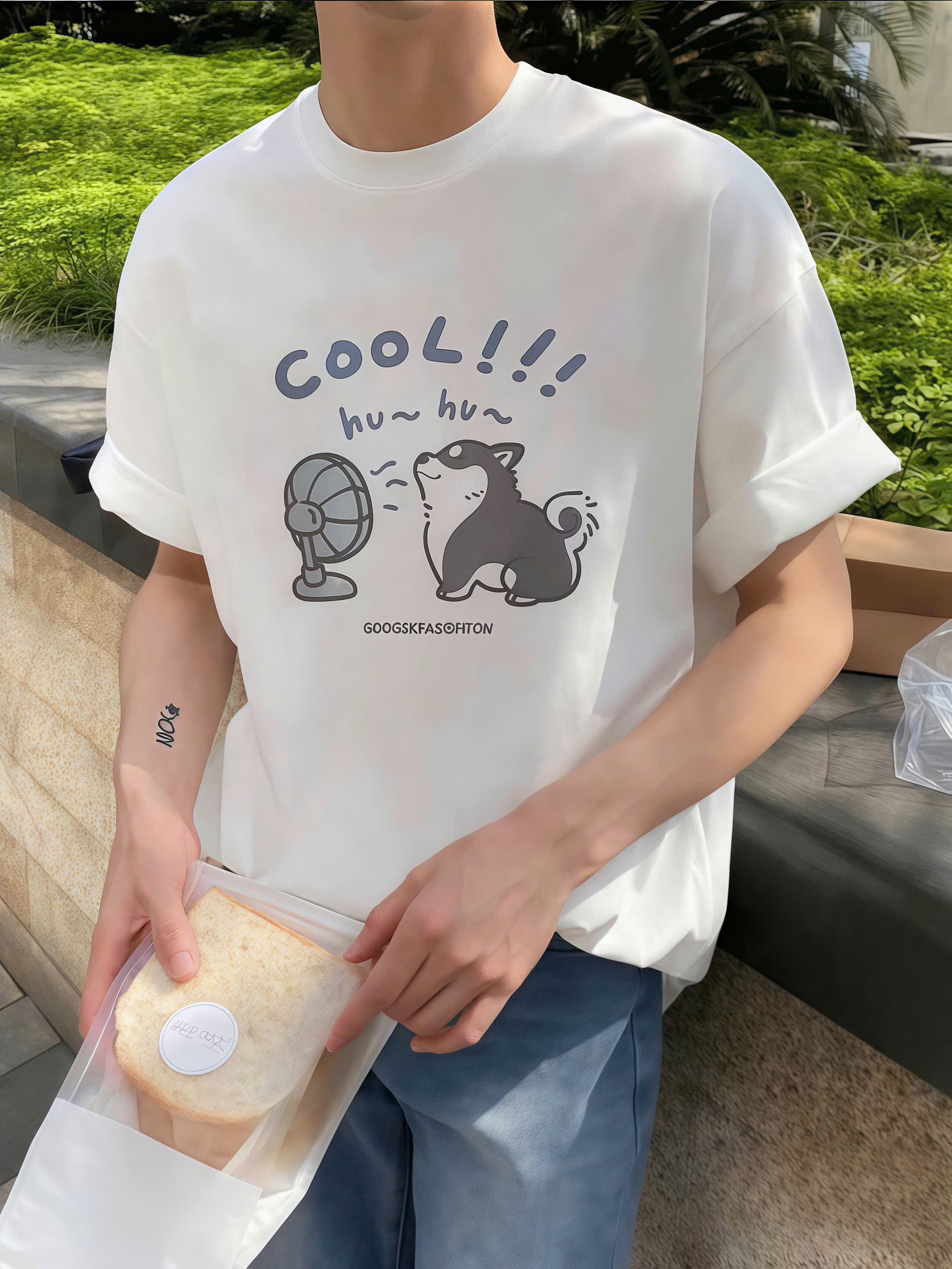 Áo phông nam nữ form rộng 2N Unisex thun cotton in chữ Cool dễ thương màu trắng - L &lt;65kg