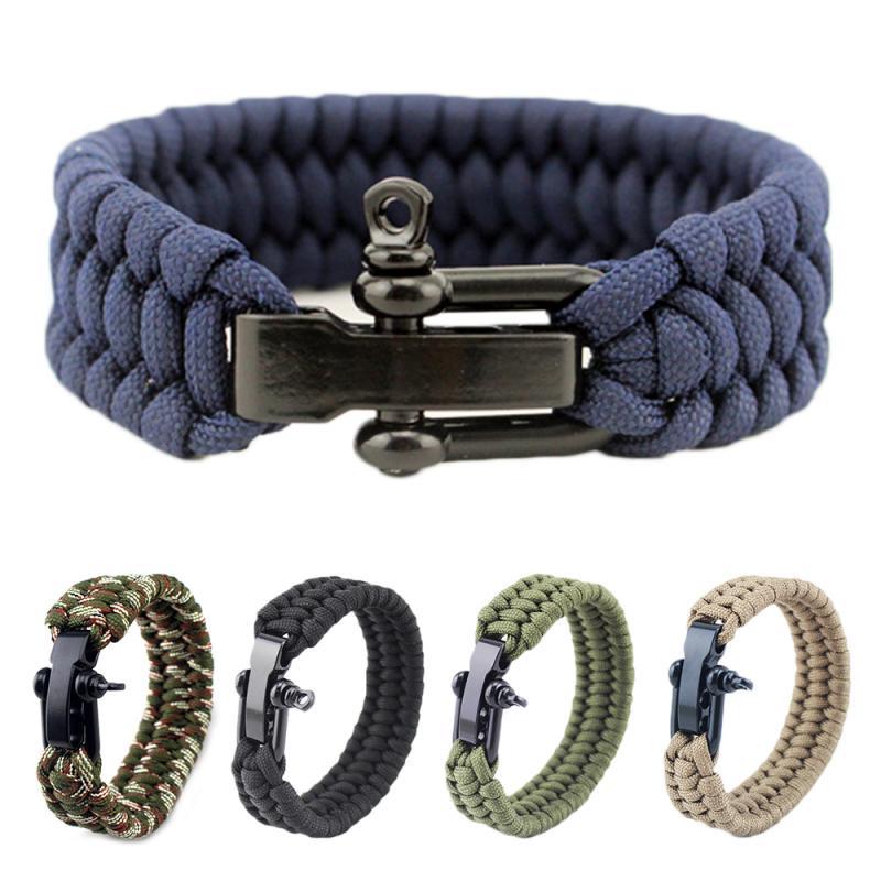 Camping Hiking Survival Parachute Cord Bracelet For Men Women Rope Buckle Emergency Kit Wristbands Men Jewelry Bracelet