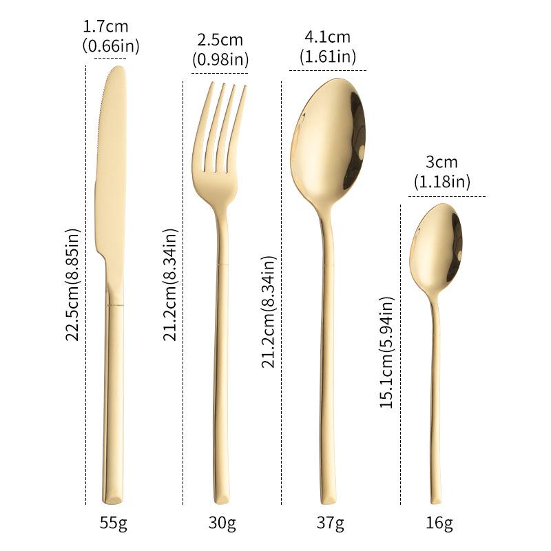 16 Chiếc Hoa Hồng Vàng Bộ Dao Kéo Bộ Dao Muỗng Nĩa Cà Phê Thìa Bộ 3 Thìa Ăn Uống Inox Phẳng Bằng Bộ Tây Bếp Bộ Đồ Ăn