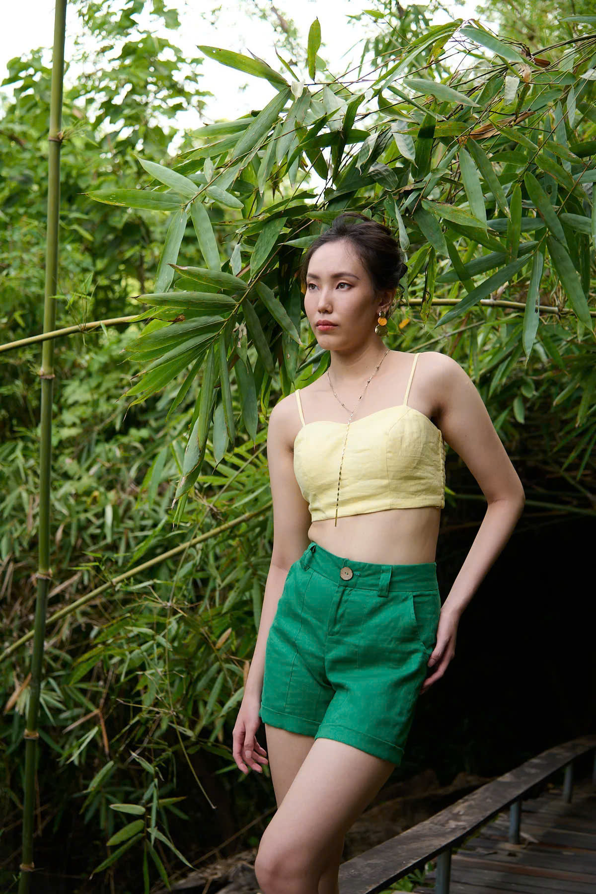 Áo Croptop Bratop Linen Vàng, Áo Croptop Linen Yến TOP208 thời trang thiết kế Hity