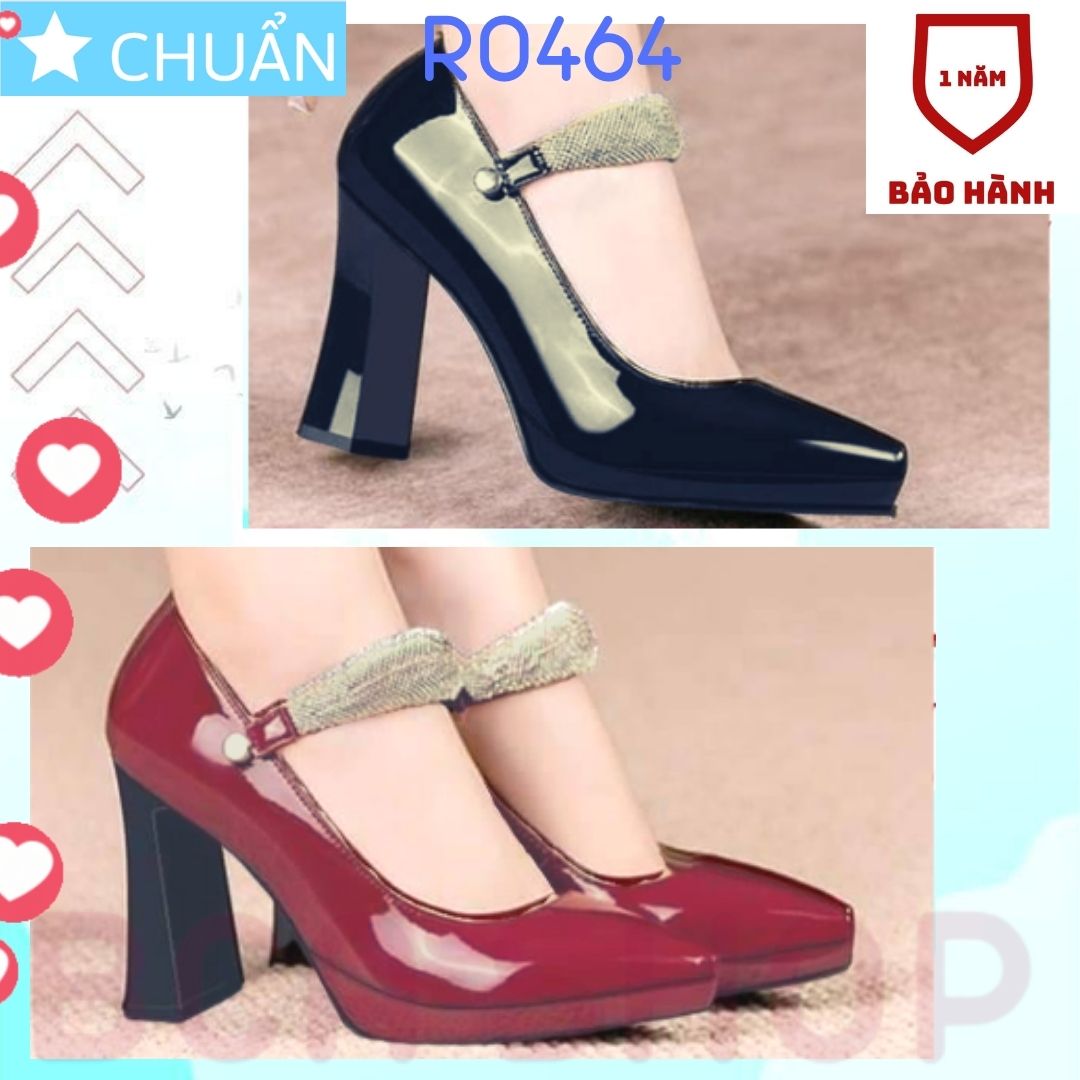 Giày cao gót nữ 8p RO464 ROSATA tại BCASHOP bít mũi, quai ngang gắn nhiều hạt kim cương nhỏ lấp lánh - màu đen