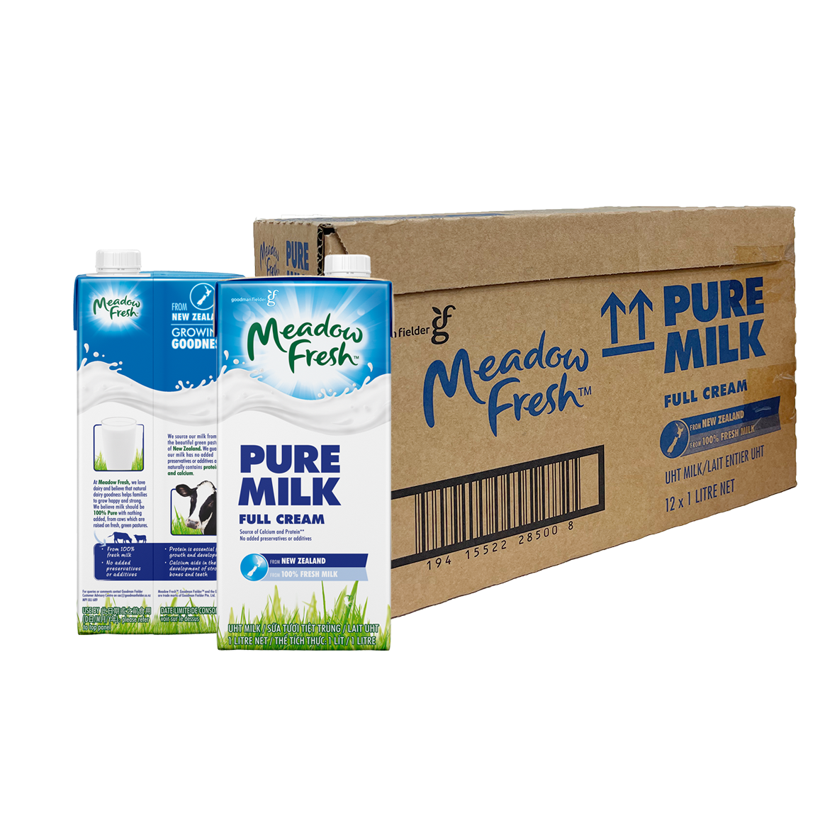 Thùng 12 hộp Sữa tươi tiệt trùng nguyên kem Meadow Fresh 1L hàng New Zealand