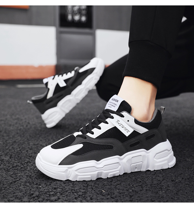 [Cao Cấp] Giày Sneaker Thể Thao NamGNS043 Màu Trắng Đen Tăng Chiều Cao