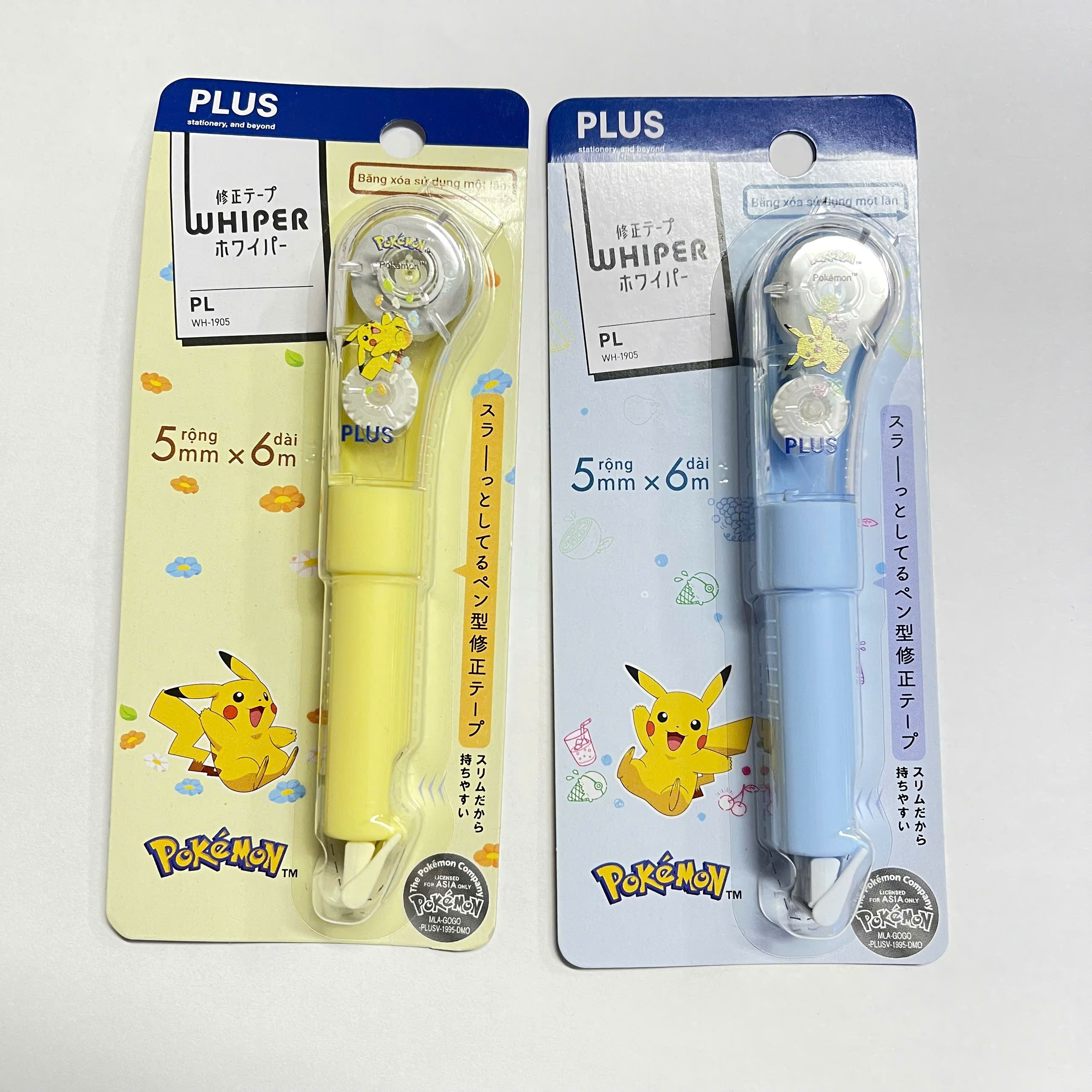Băng xóa PLUS WH-PL POKEMON 5mm x 6m WH-1905 - Màu Pastel, dạng bút thon gọn (bút xóa kéo)