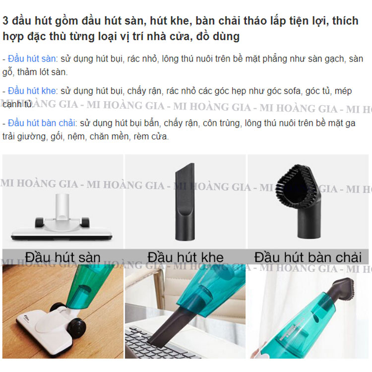 Máy hút bụi cầm tay mini Deerma DX118C dung tích bình chứa bụi 1.2L - Hàng chính hãng