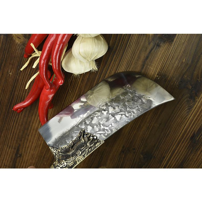 Dao bếp thái lọc,chặt gà không rỉ cao cấp, mặt dao hoa văn phong thủy,khâu đồng - D6 DT149 TC