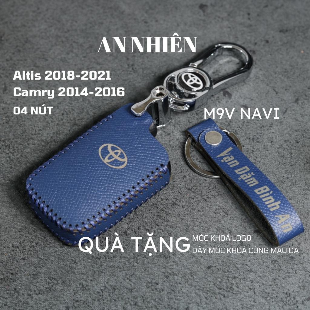Bao da dành cho bọc ốp chìa khoá xe ô tô Toyota Altis 2018-2021, Camry 2014-2016, da bò nhiều màu khâu thủ công To18