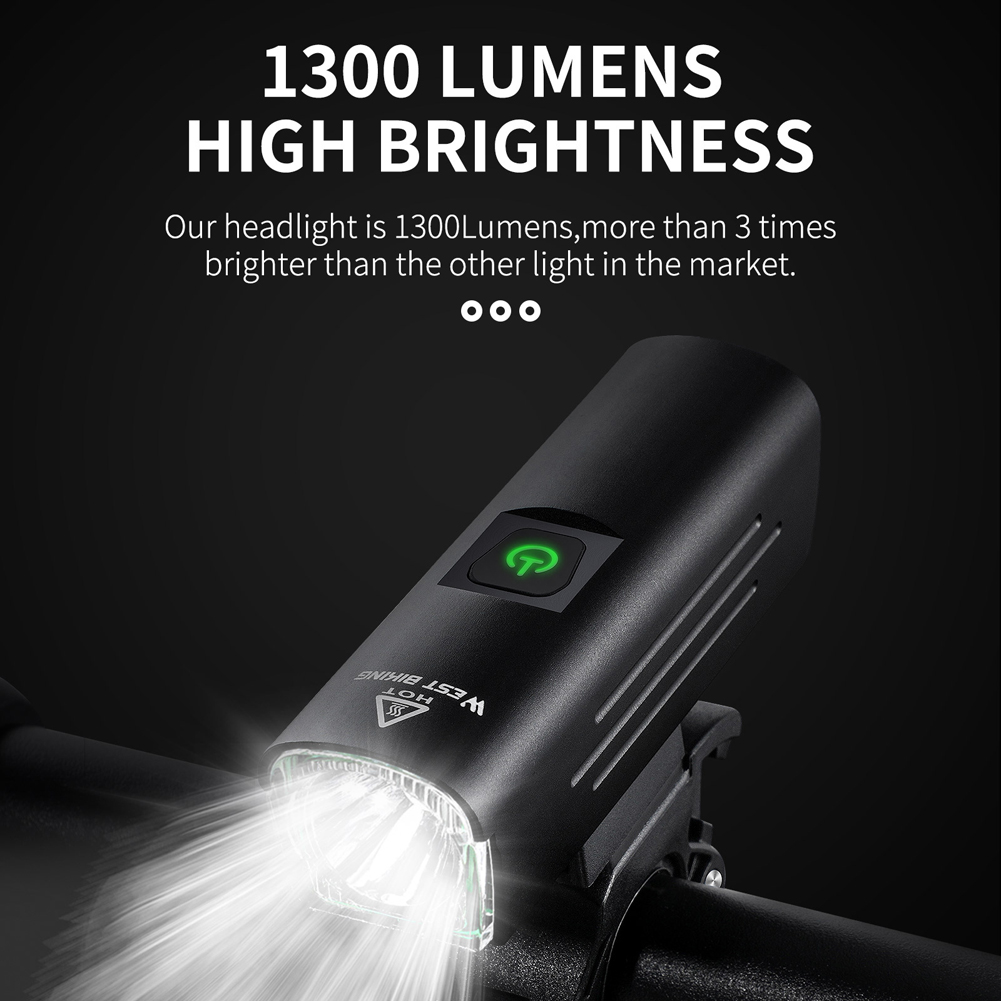Đèn LED xe đạp WEST BIKING sáng 1300 Lumen sạc USB có thể sạc lại cho xe đạp leo núi MTB an toàn