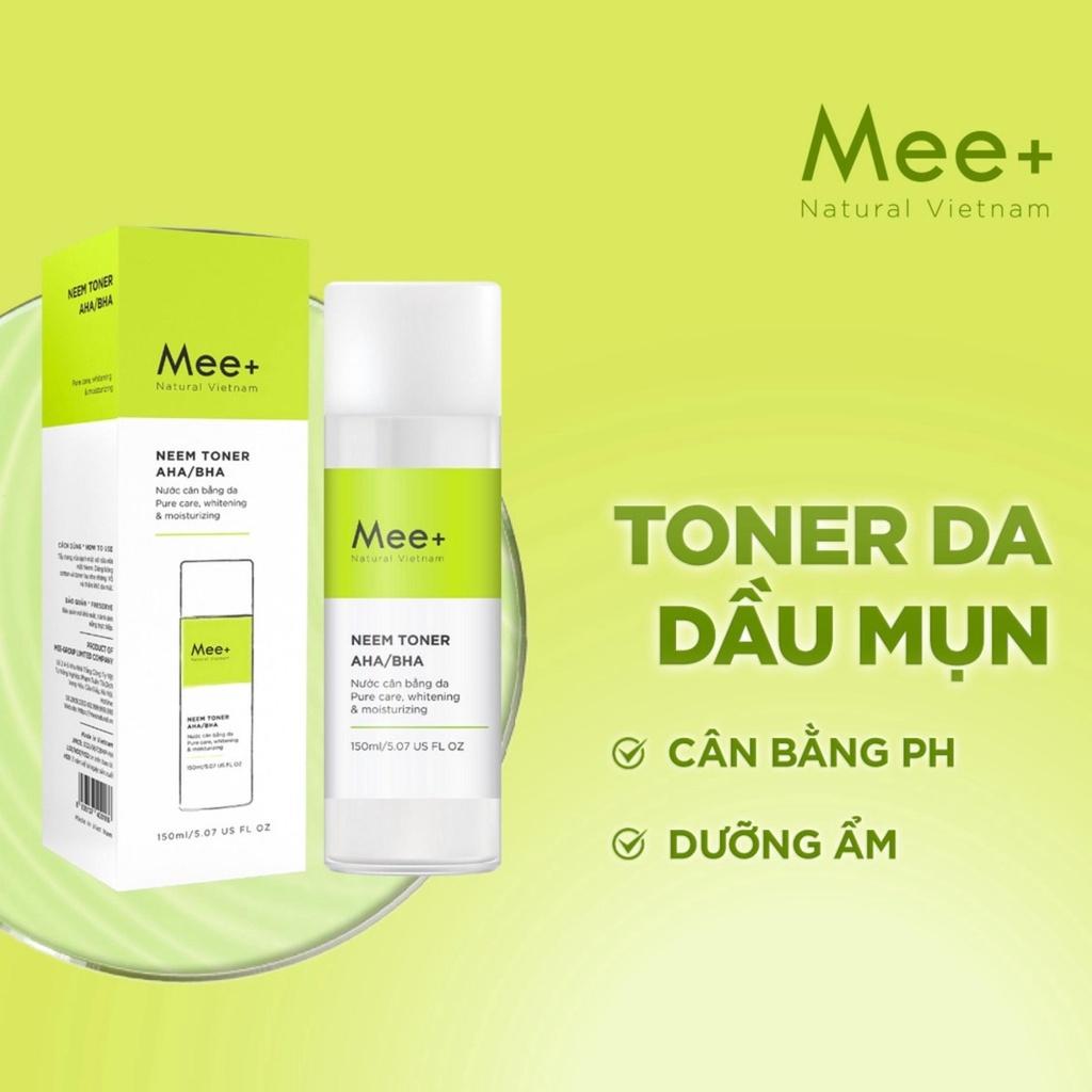 Toner Da Dầu Mụn Mee Natural, Nước Hoa Hồng Dưỡng Ẩm, Làm Trắng Da Neem Toner AHA/BHA 150ml