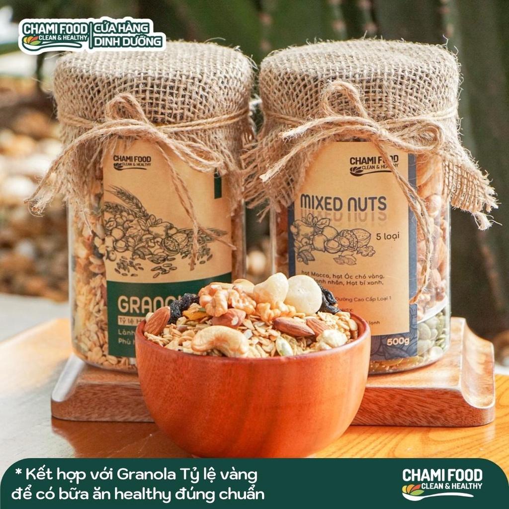 Hạt mix dinh dưỡng CHAMI 5 Loại Siêu hạt 500g Loại 1 Nhập khẩu chính ngạch, granola siêu hạt ngũ cốc ăn kiêng cho bà bầu