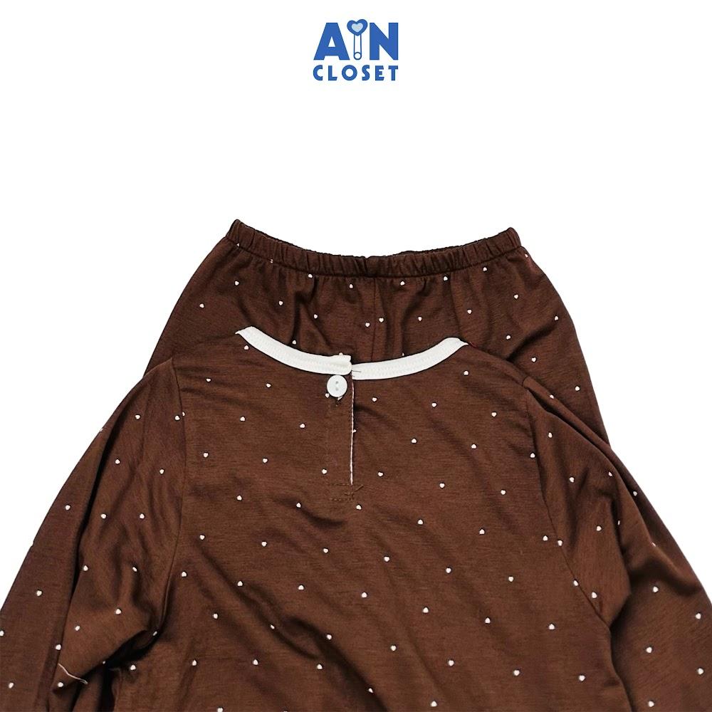 Bộ quần áo dài bé gái họa tiết Bi Nhí nâu thun cotton - AICDBGLUIRSG - AIN Closet