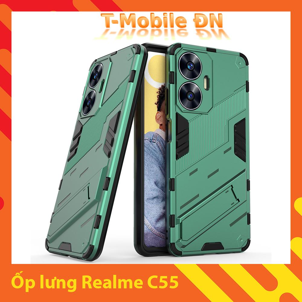 Ốp lưng cho Realme C55, Ốp chống sốc Iron Man PUNK cao cấp kèm giá đỡ cho Realme C55