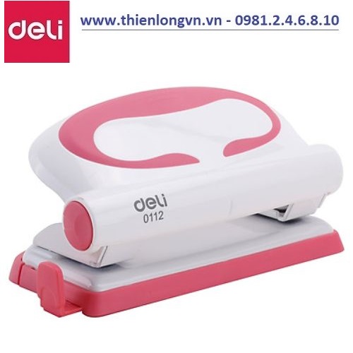 Máy đục lỗ Deli - E0112 màu hồng - 10 tờ