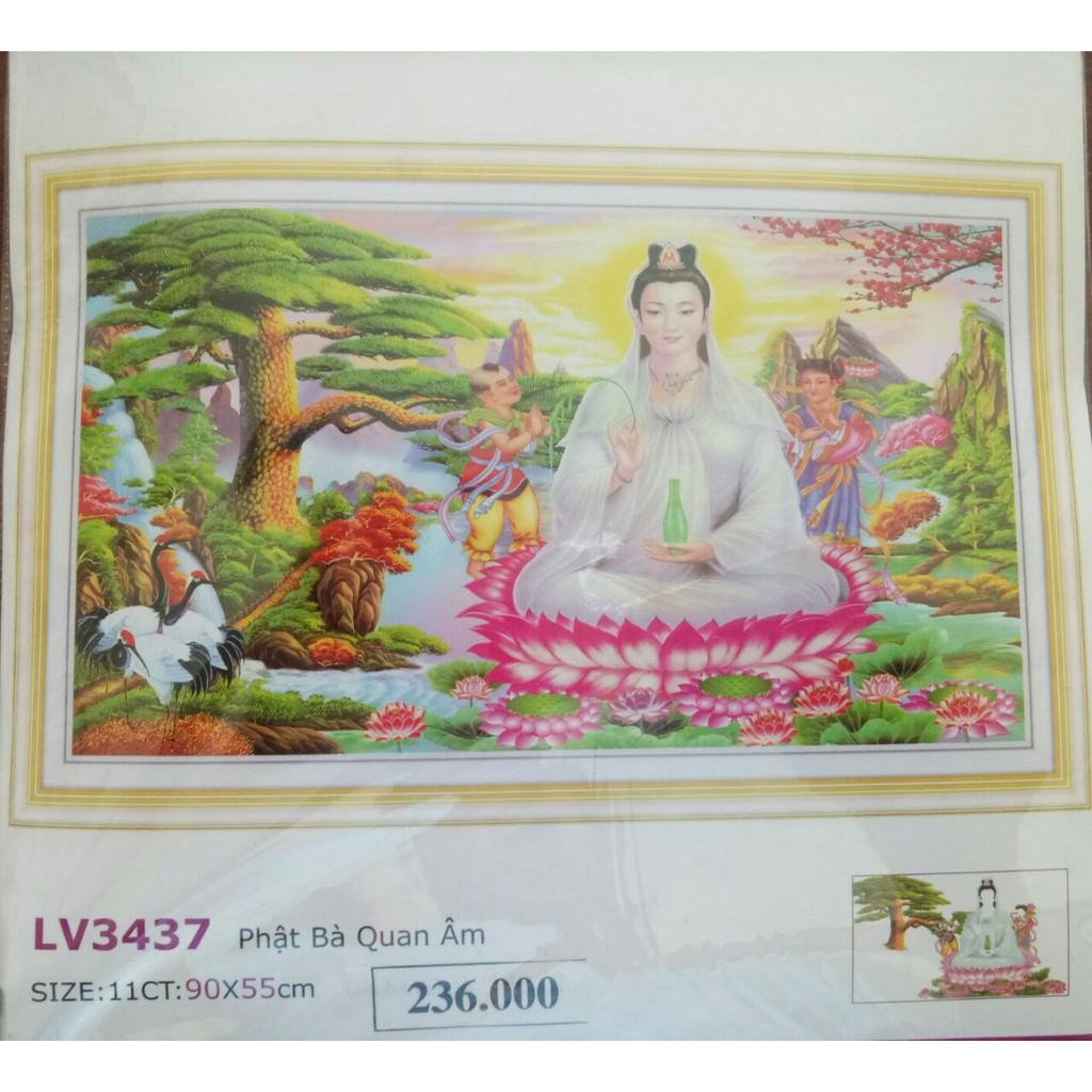 Tranh thêu mẹ quan âm, kích thước 90 x 55