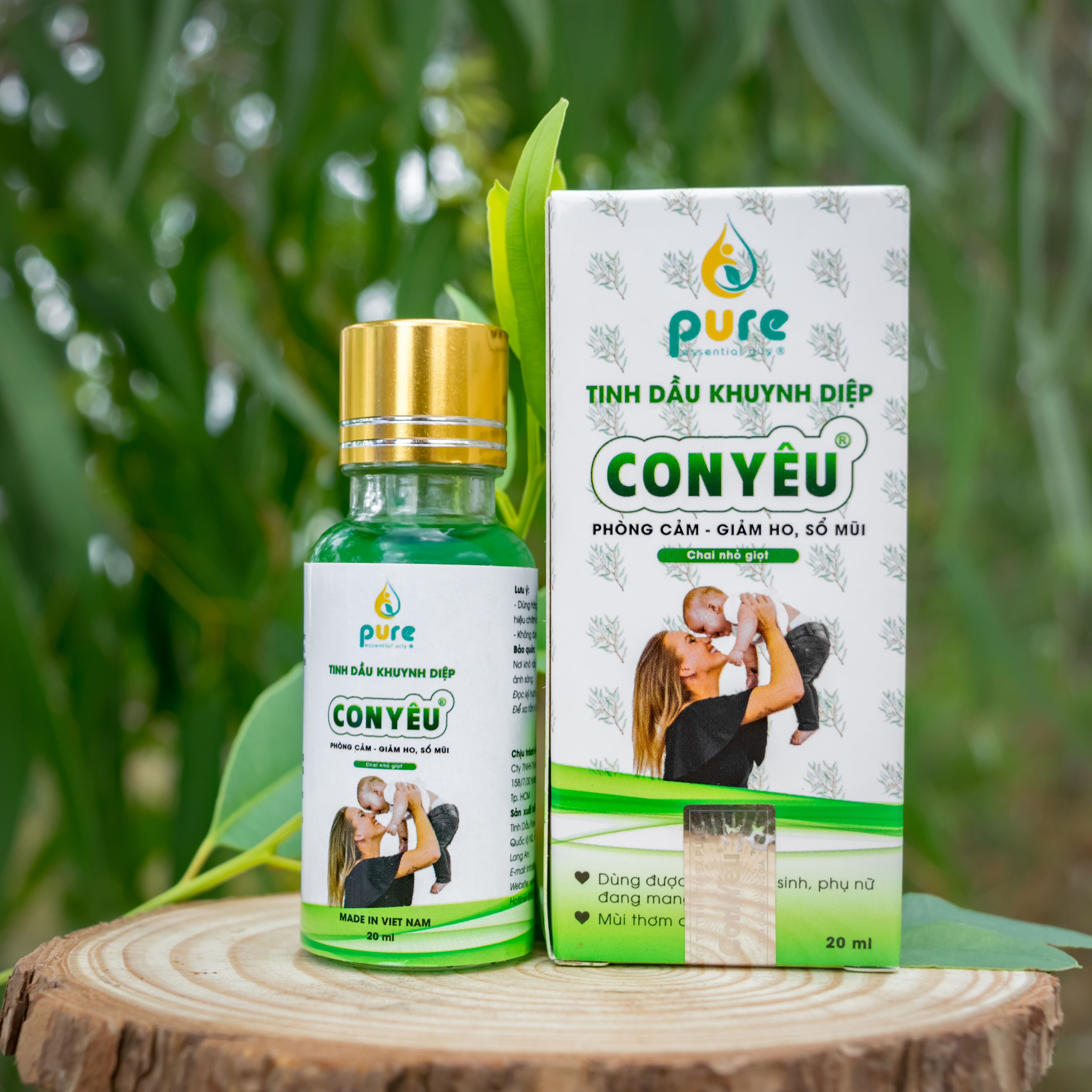 Dầu khuynh diệp Con Yêu làm ấm người, phòng cảm lạnh 20ml -- Tinh dầu thiên nhiên, an toàn cho sức khỏe gia đình