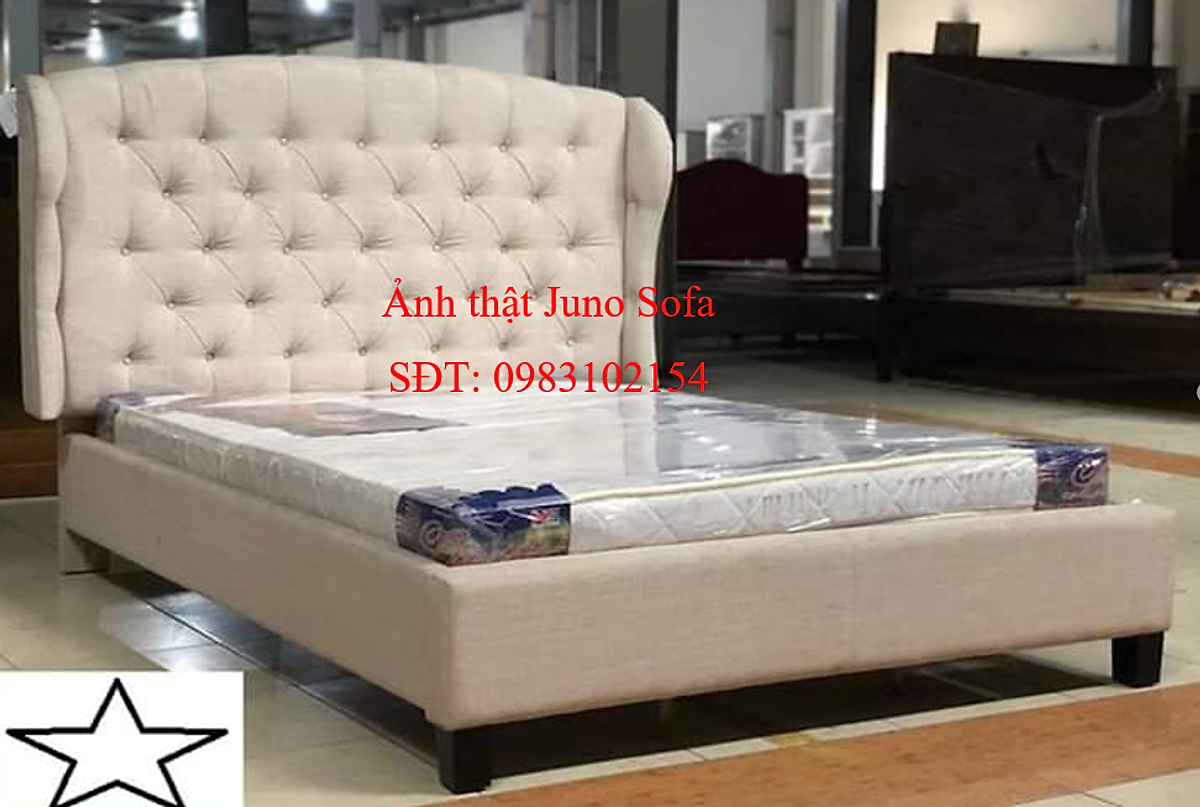 Giường ngủ Châu Âu Juno Sofa kích thước 1m6 hoặc 1m8 x 2m