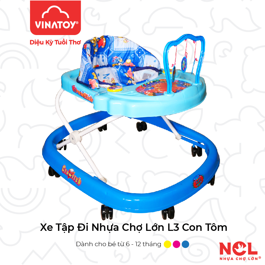 Xe Tập Đi Nhựa Chợ Lớn L3 Con Tôm (Không nhạc) - Dành Cho Bé Từ 6 - 12 Tháng - M1390A-XTĐ - Giao màu ngẫu nhiên