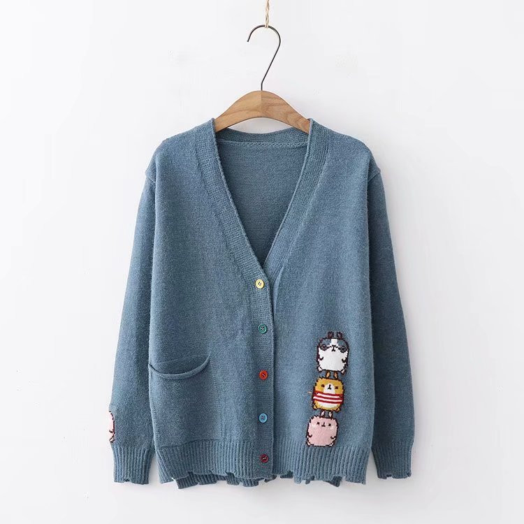 Áo Khoác Len Cardigan Họa Tiết Xinh 