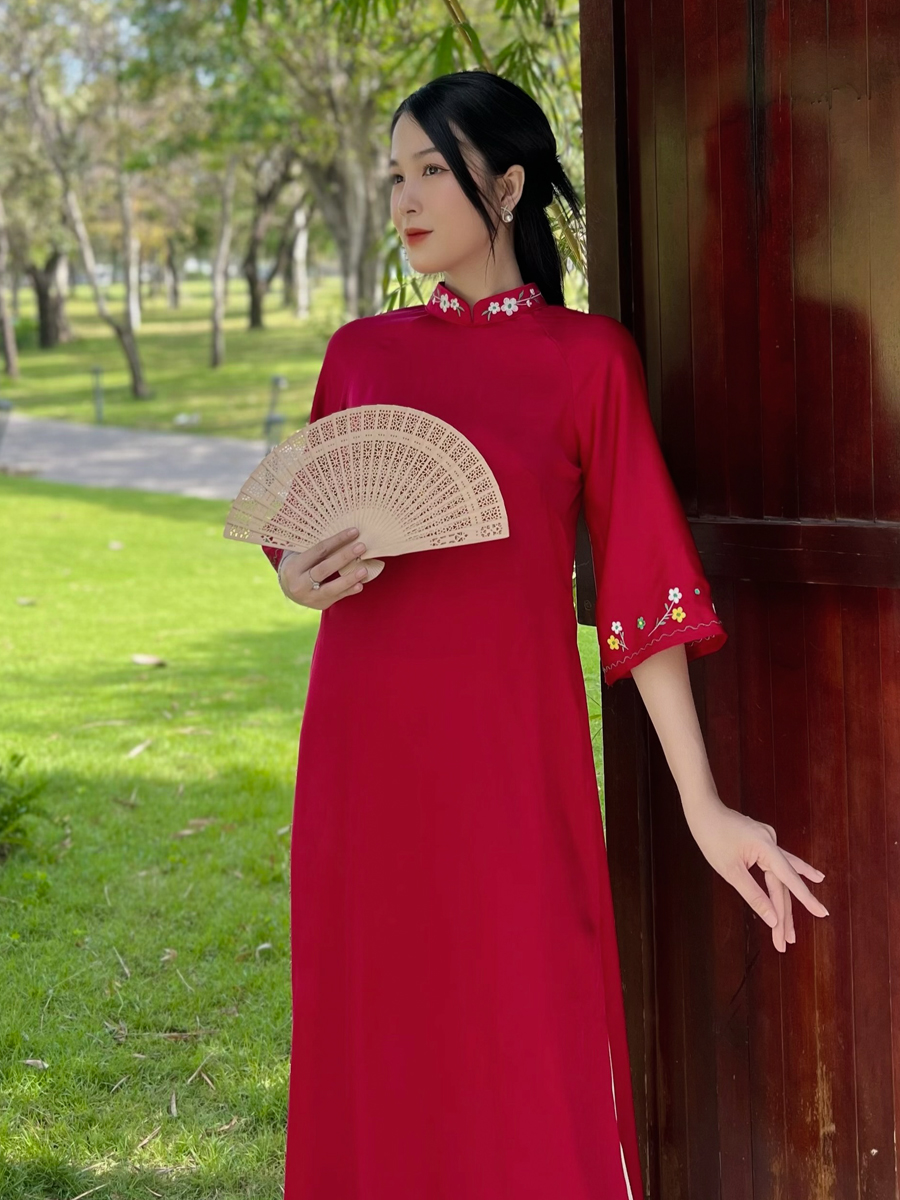 [HCM]  Áo dài cách tân from rộng phối thêu nhẹ nhàng AD039 - KHANH LINH STYLE