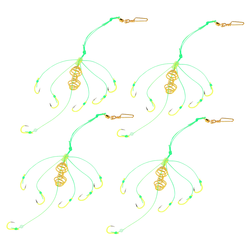 4 CÁI Móc Câu Cá chùm 6 móc câu bằng hạt huỳnh quang