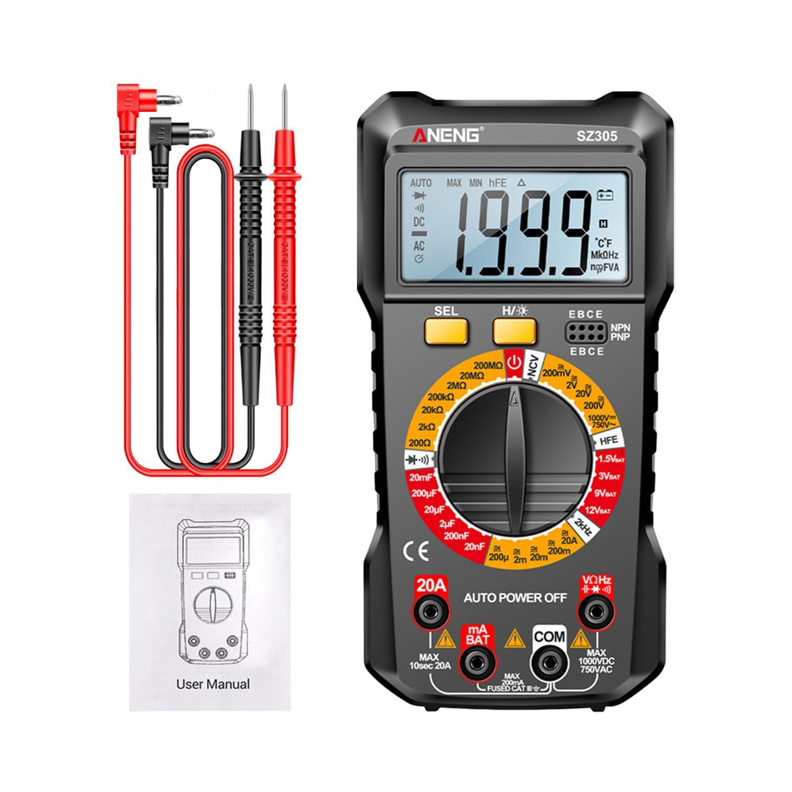 Digital Multimeter DC Voltmeter LCD Display DC Current Non-contt Meansures Ncv Auto Range Pocket Electrician Tester
