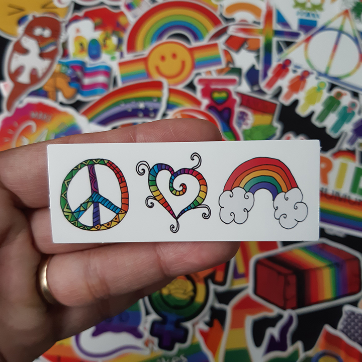 Bộ Sticker dán cao cấp chủ đề CẦU VỒNG LGBT - Dùng dán Xe, dán mũ bảo hiểm, dán Laptop, dán đàn