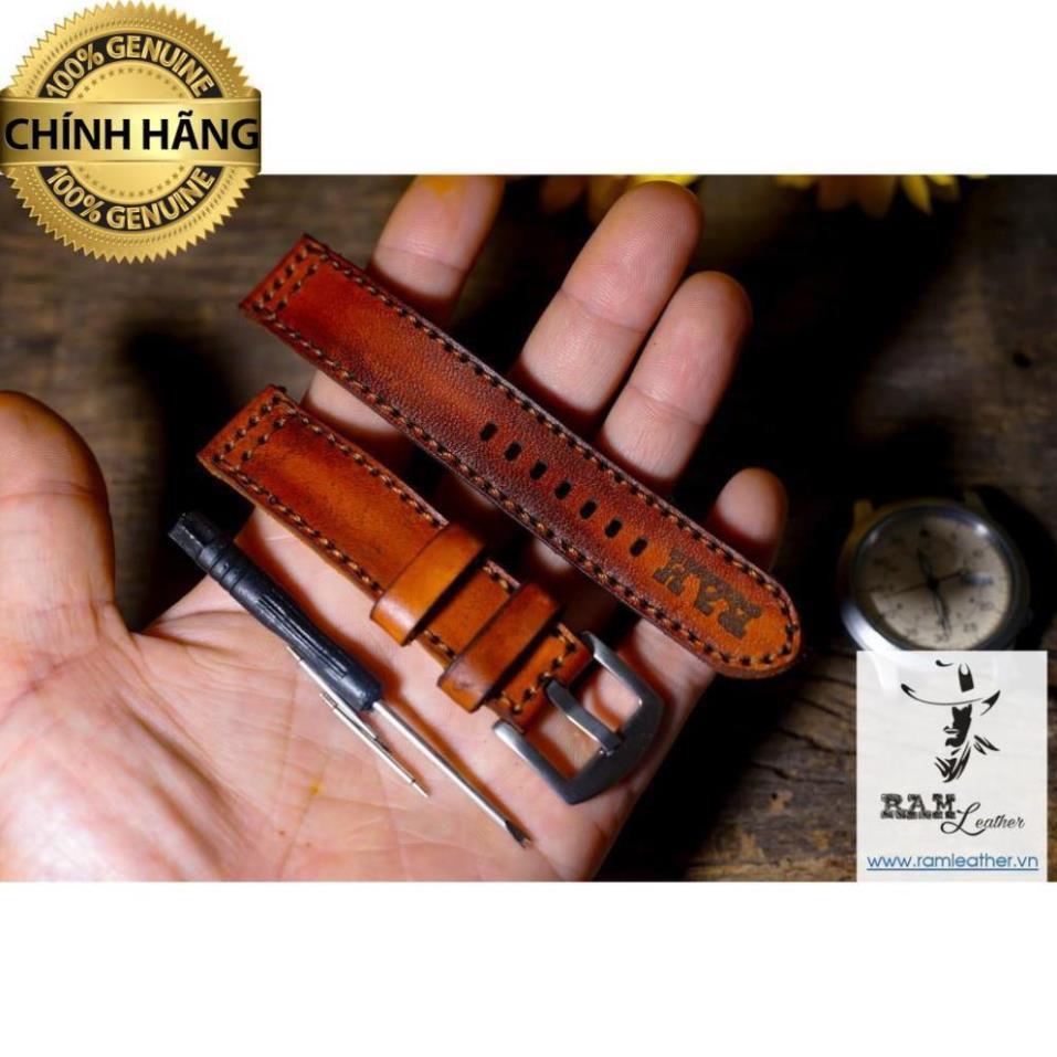 DÂY ĐỒNG HỒ DA BÒ THẬT – RAM PILOT NÂU SÁNG - HÀNG CHÍNH HÃNG RAMLEATHER .
