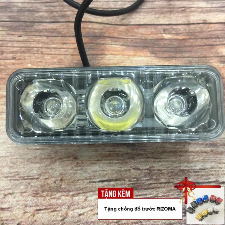 Đèn LED trợ sáng C3 - 3 màu cho xe máy A226-KR6 - Tặng kèm bộ chống đổ trước răng cưa