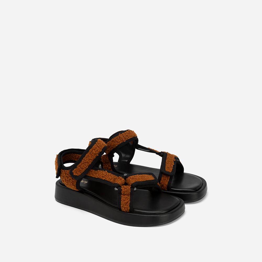 Vascara Sandal Đế Bánh Mì Phối Vải Lông - SDK 0329