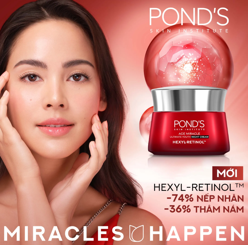 Bộ Đôi Kem Dưỡng Chống Lão Hóa Da Ngày Và Đêm Pond's Age Miracle giúp mờ đốm nâu, nếp nhăn với 50X Hexyl-Retinol 45g x 2