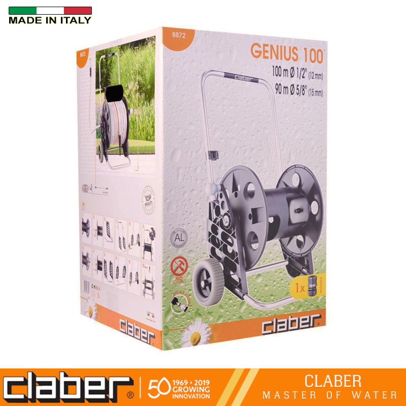 Rulo cuộn ống nước dạng xe đẩy Genius 100 Claber 8872