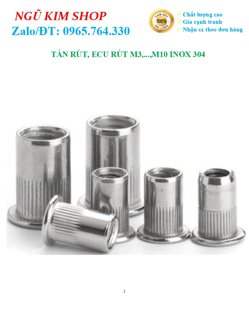 TÁN RÚT _ ECU RÚT M3,...,M10 INOX 304