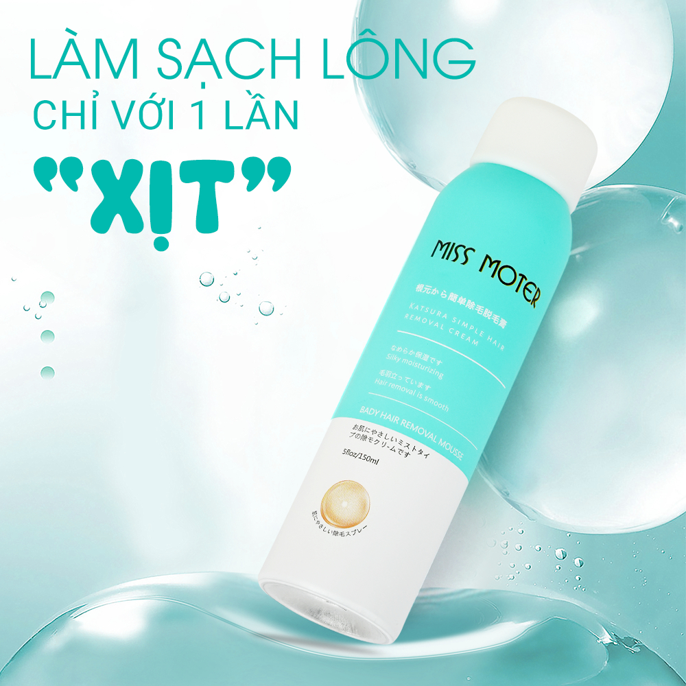 Xịt tẩy lông dạng bọt Miss Moter chiết xuất lô hội dịu nhẹ Nhật Bản 150ml