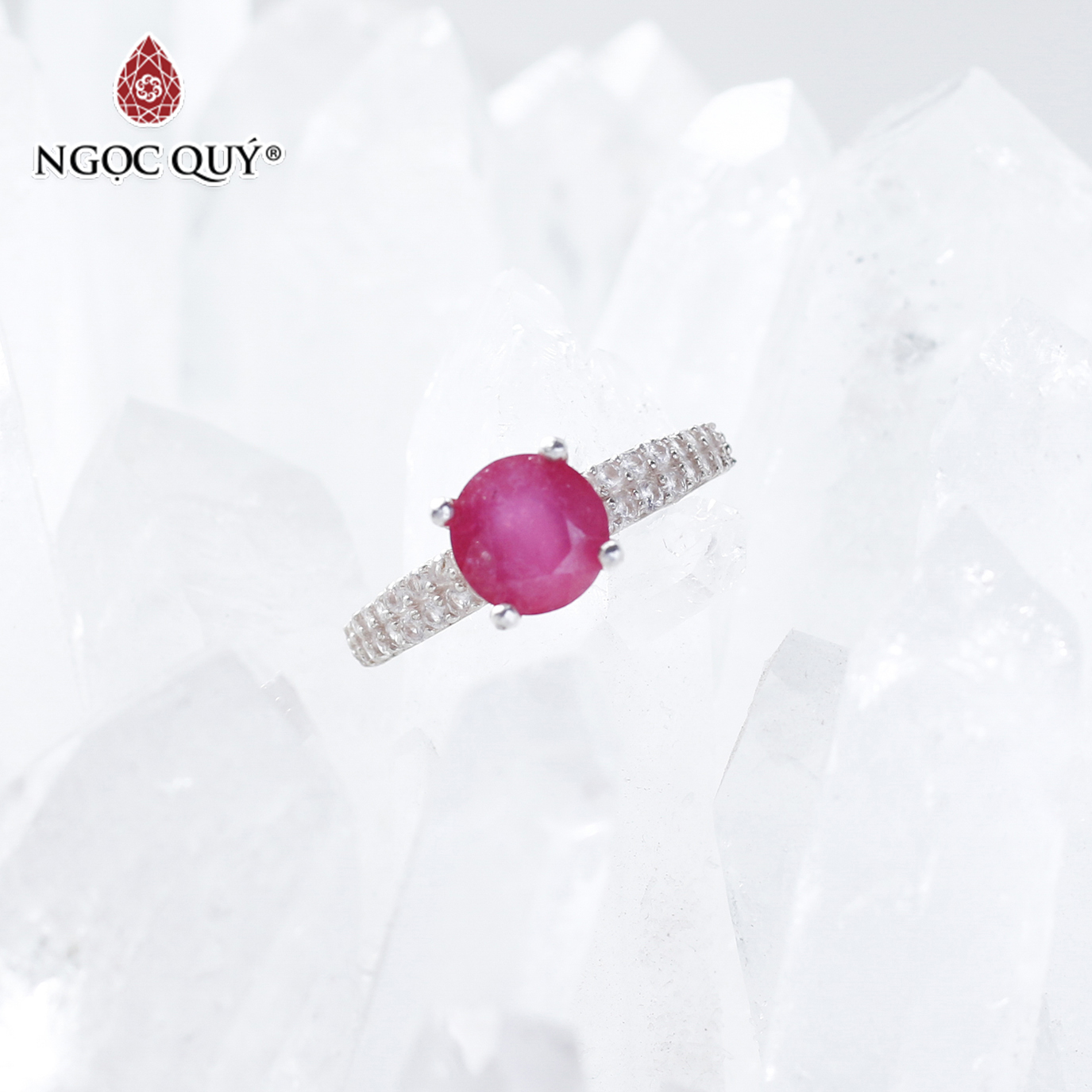 Nhẫn bạc nữ đá Ruby mệnh hỏa ,thổ - Ngọc Quý Gemstones