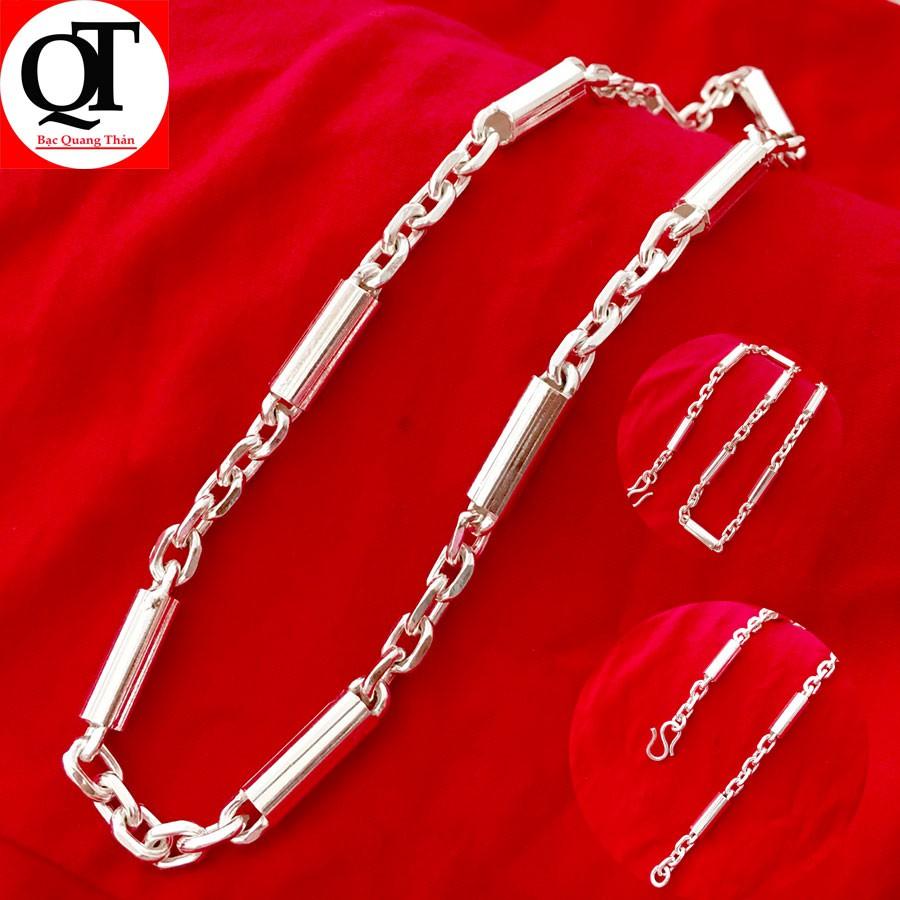 Dây chuyền bạc nam Bạc Quang Thản thiết kế kiểu dây tròn độ dài 50cm, trọng lượng có nhiều lựa chọn chất liệu bạc ta.