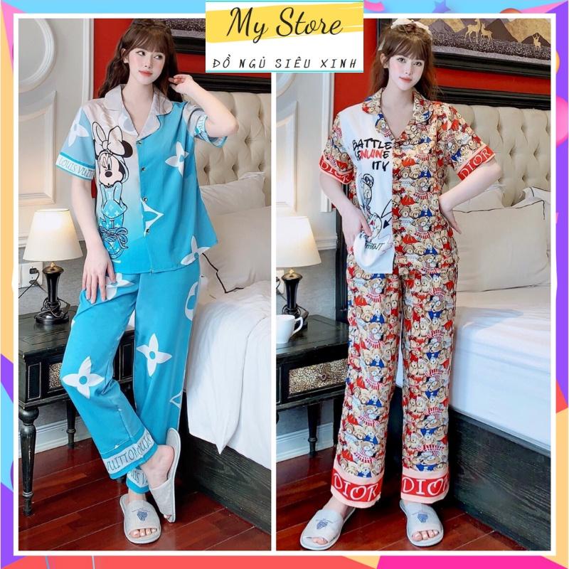 Đồ bộ mặc nhà Pijama dơi dài, chất lụa mango dày dặn, mềm mát - Freesize dưới 60kg