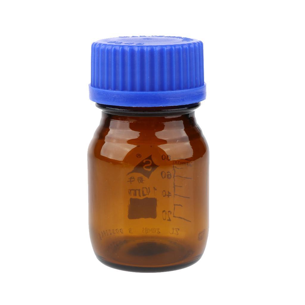 2XGraduated Round Glass Reagent Bottle With Scale Line Screw Cap 250+100mL