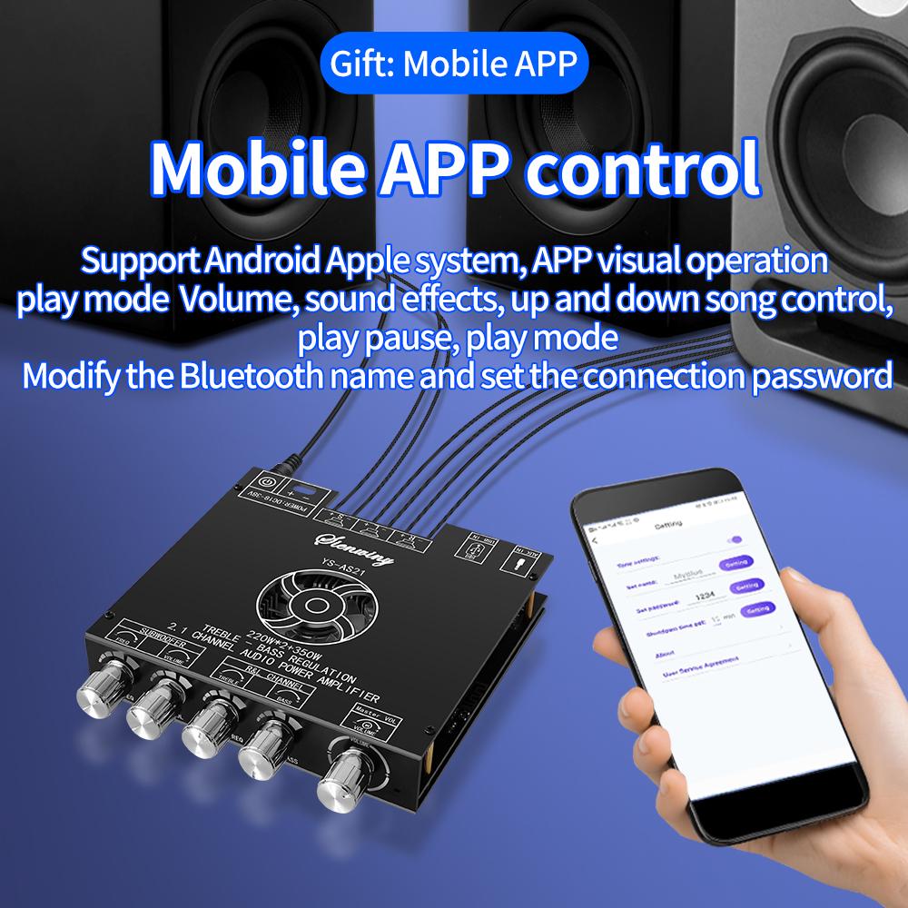 2.1 Channel BT 5.1 Digital Audio Amplifier Board Module High and Low Tone Subwoofer Support AUX Audio Input U disk
