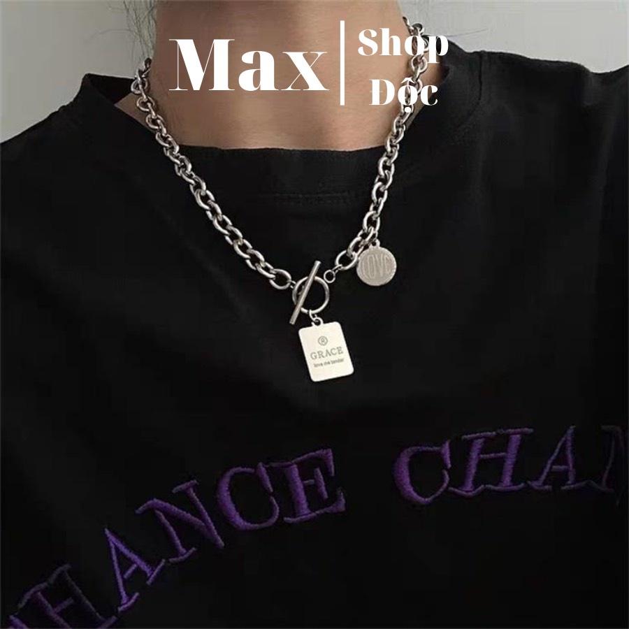Dây Chuyền Vòng Cổ Titan Nam Nữ Cấp Không Gỉ Mặt Khắc Chữ GRAGE Cho Nam & Nữ - Maxshopdoc
