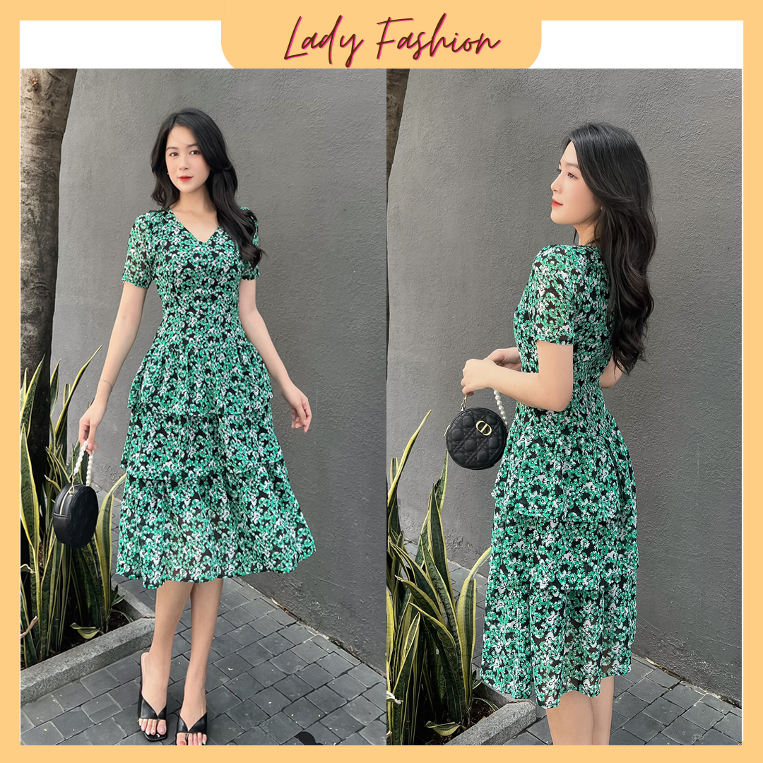 Hình ảnh {HCM}Đầm voan Hàn hoa nhí sang trọng D073 -Lady Fashion - Khánh Linh Style