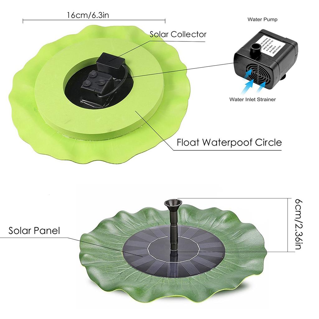 3 Types Floating Solar Powered Fountain Pond Water Pump Garden Bird Bath Tank Decor