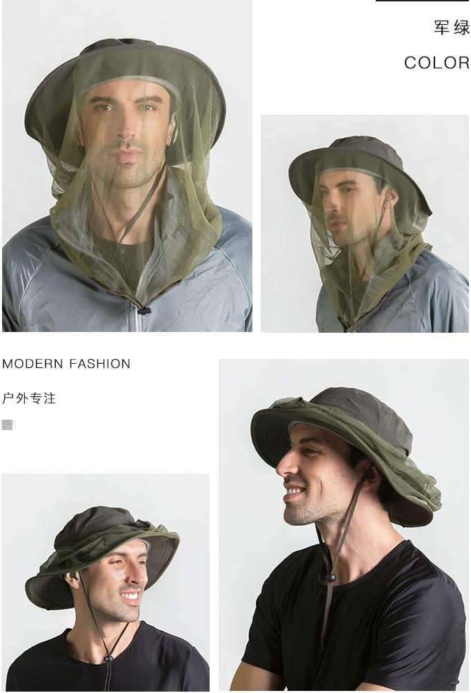 Mũ nuôi ong tích hợp lưới chống muỗi/lưới chống côn trùng, bảo vệ mặt - Xanh quân đội