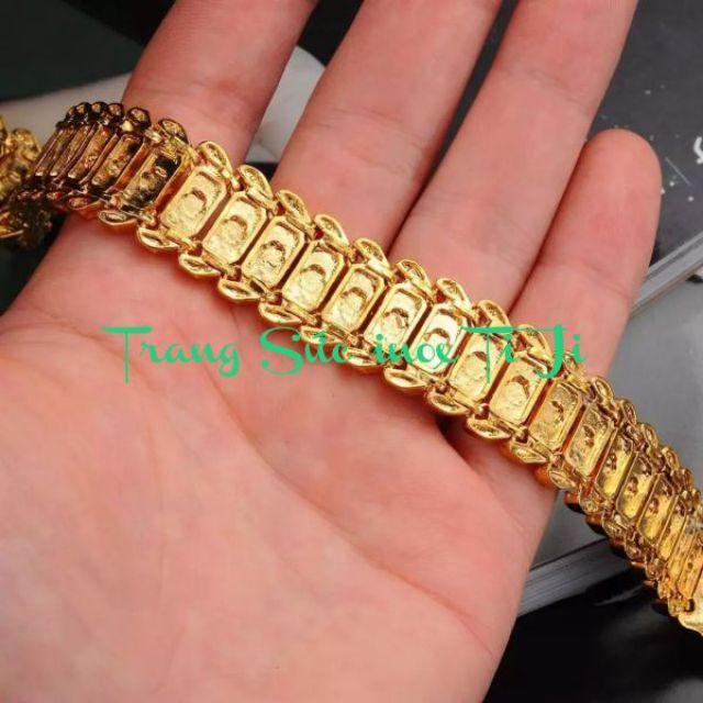 Lắc tay unisex họa tiết hoa mai mạ màu vàng