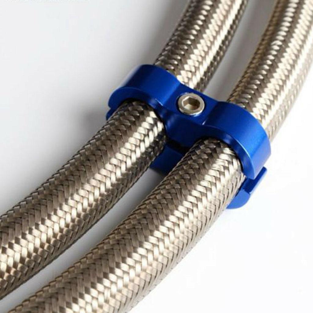 2X Billet Aluminum Dual Oil Fuel Water Line Hose Separator Clamp AN4 Red