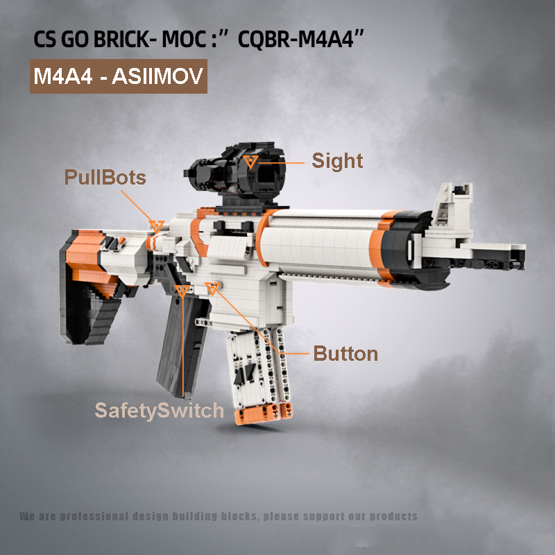 Đồ Chơi Lắp Ghép Xếp Hình Mô Hình M4A4 Asiimov CSGO PUBG Với 1600+ Mảnh Ghép, Bản Thiết Kế Tiêu Chuẩn Kevin183