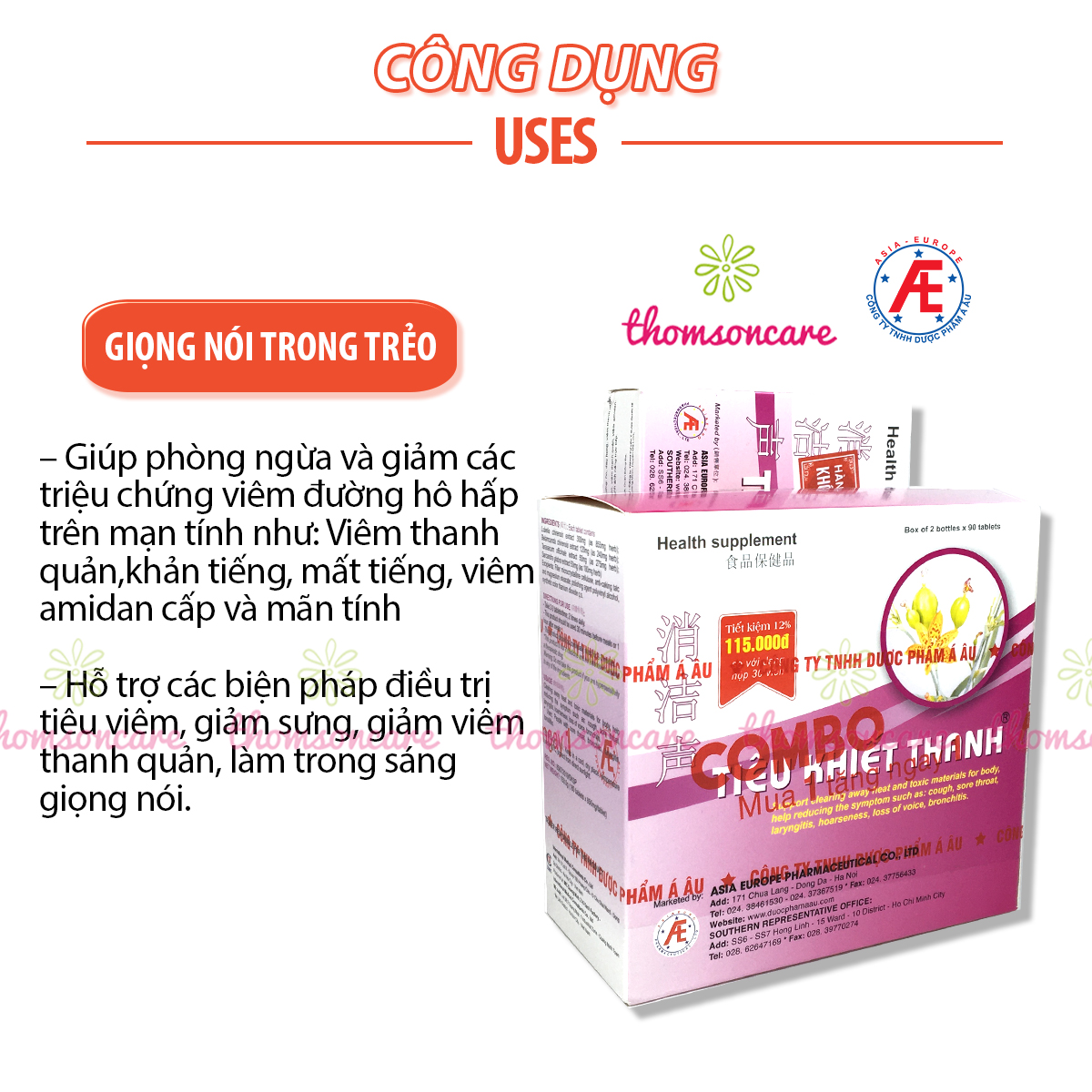 Tiêu khiết thanh - Dạng lọ Mẫu mới tiết kiệm hơn - Hỗ trợ giảm khản tiếng, đau họng từ thảo dược