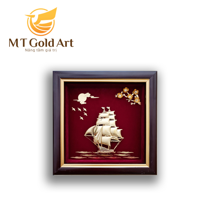 Tranh thuyền thuận buồm xuôi gió (20x20cm) MT Gold Art- Hàng chính hãng, trang trí nhà cửa, phòng làm việc, quà tặng sếp, đối tác, khách hàng, tân gia, khai trương 