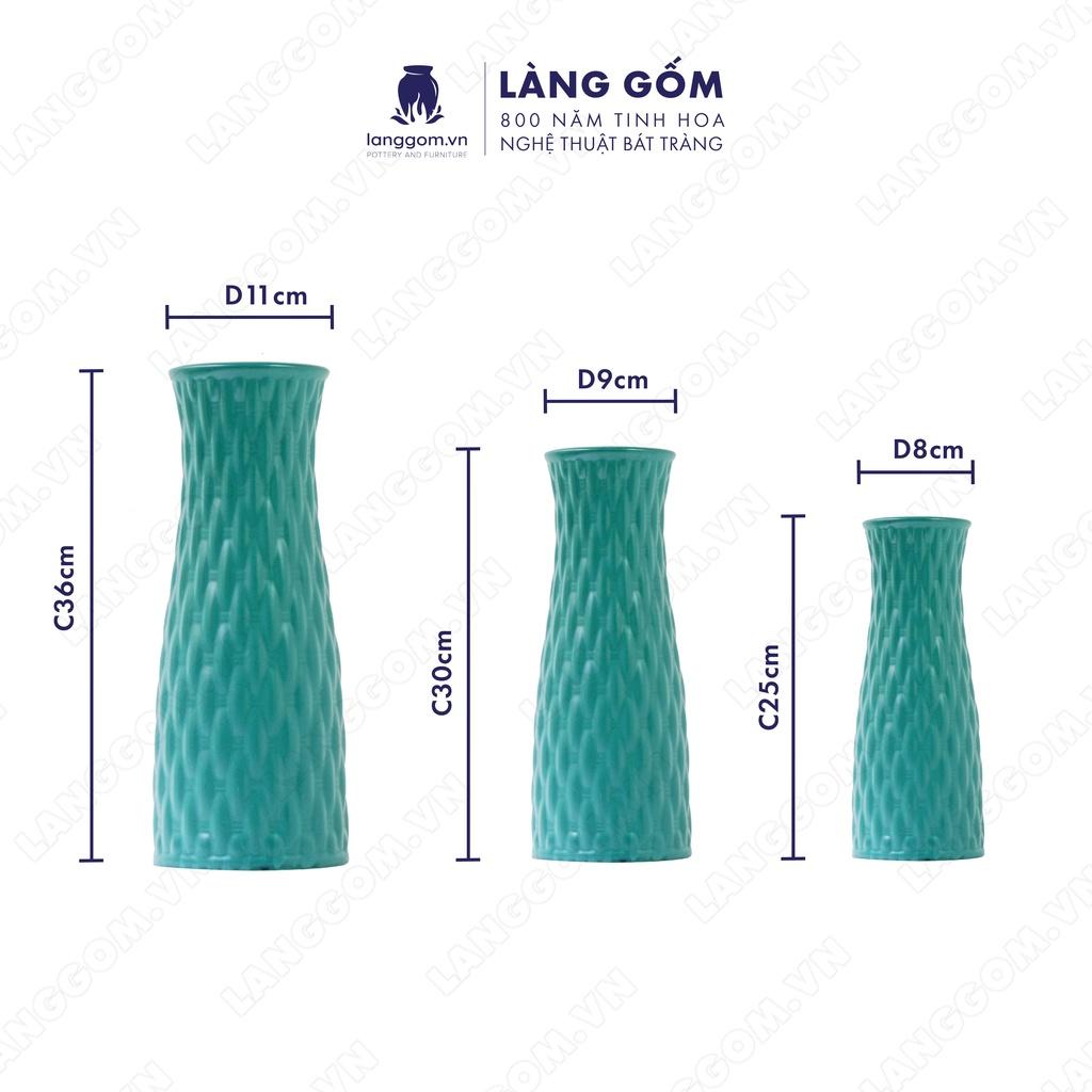 Bình hoa, lọ hoa Gốm sứ Bát Tràng cao cấp Men mát giỏ đan dùng làm quà tặng, trang trí - Làng Gốm Bát Tràng