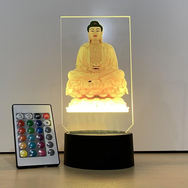 Đèn Led 3D in UV hình Phật Adida tọa đài sen Led-01